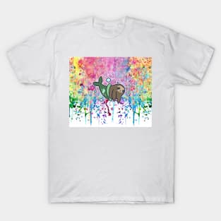 MerSloth Rainbow Paint Drip T-Shirt